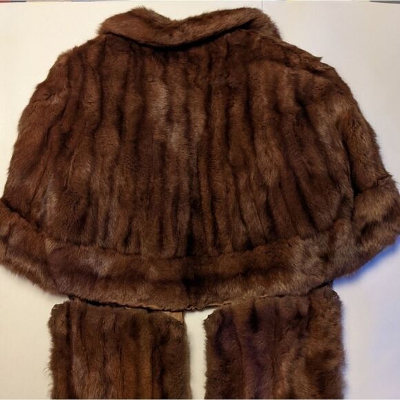 Vintage 50s 60s Hansen & Son Fine Furs Chicago Mink Cape‎ Stole Caplet - Picture 10 of 16